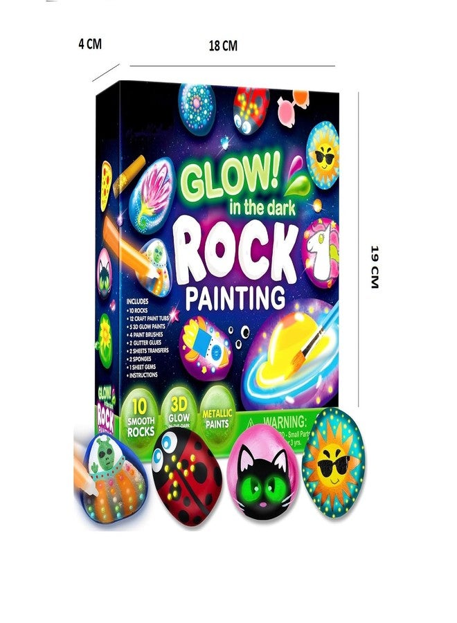 Zollyss Glow in The Dark Rock Painting Kit, 10 Smooth Rocks, 17 Paints, Complete Art Set with Brushes and Accessories - Image 3